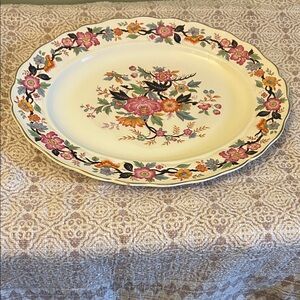 Grindley England Platter Marlboro Royal Petal VTG Scalloped Edges Gold Trim VTG